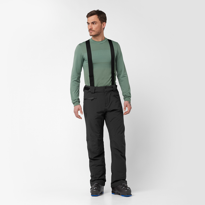 ★美品★SALOMON サスペンダー付きスキーウェアパンツ 黒 メンズM ☆美品☆SALOMON サスペンダー付きスキーウェアパンツ 黒 メンズ